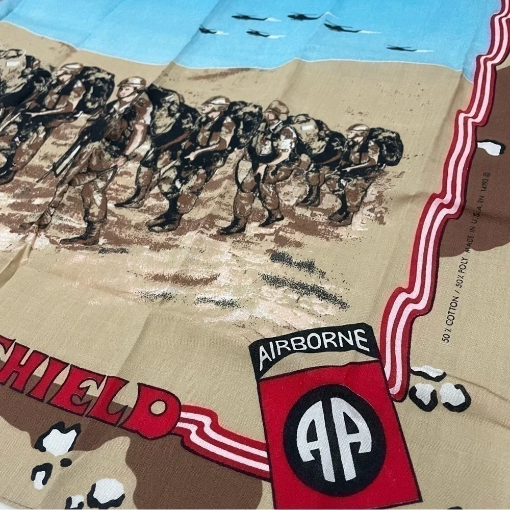 DESERT Shield Handkerchief Airborne Military Bandana Vintage U.S. Army 1990's - Picture 6 of 7
